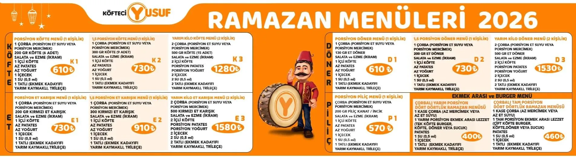 Kastamonu’da Şubesi Var! Köfteci Yusuf’un Ramazan Menüsü Belli Oldu