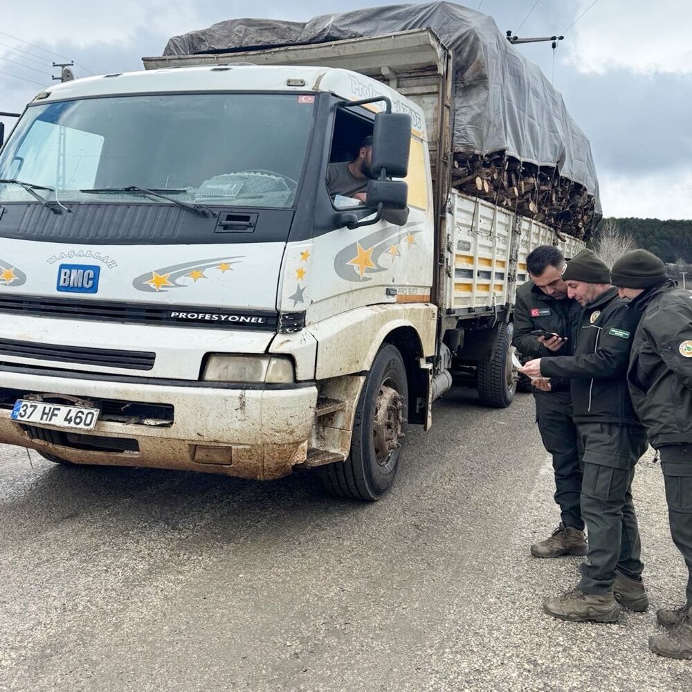 Tomruk Yüklü Kamyonlar Durduruldu (3)