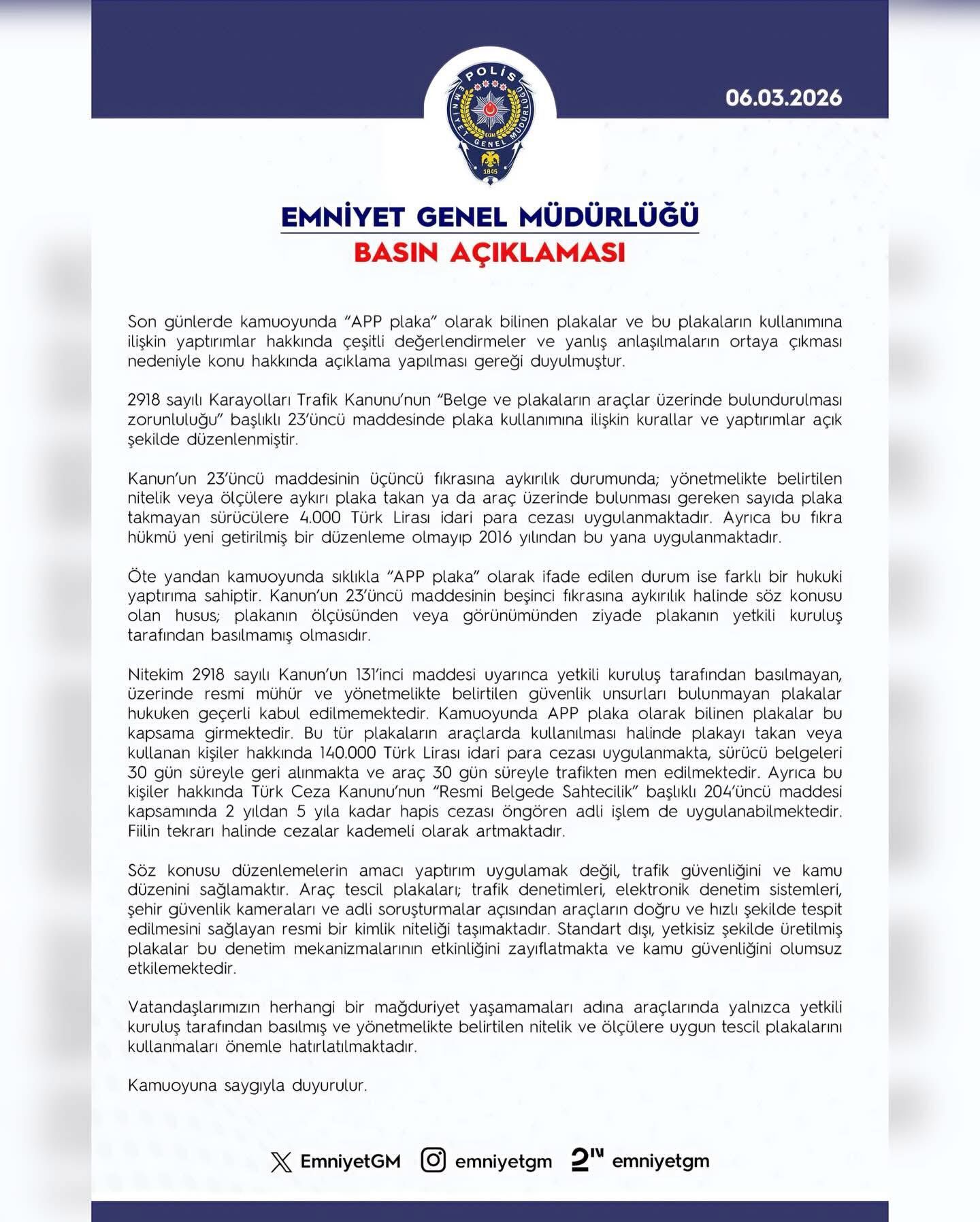 Egm'den 'App Plaka' Açıklaması Yanlış Anlaşılmalar Üzerine Açıklama Yapıldı! 12