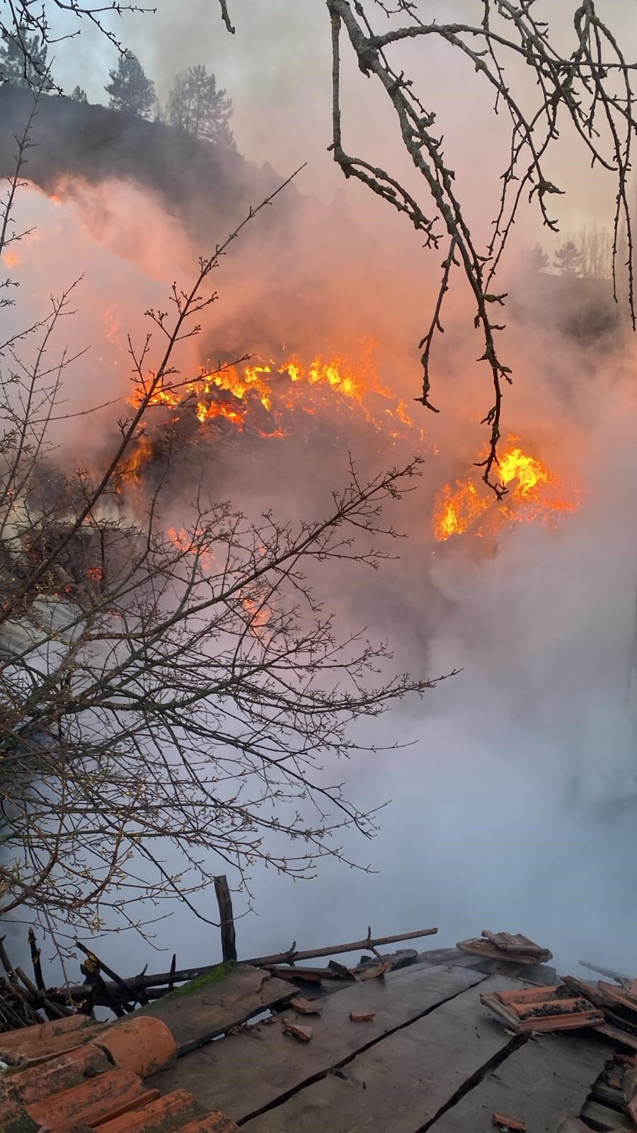 Feci Yangın! Köyde Evler Ve Ahırlar Yandı Çok Sayıda Ekip Müdahale Etti! 4
