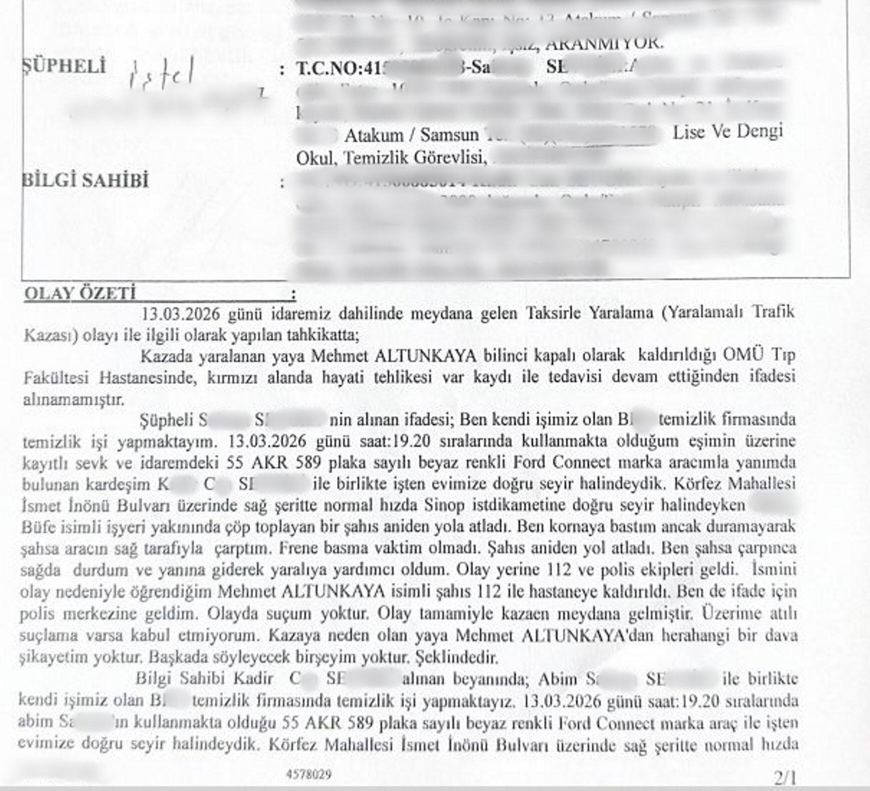 Kamyonetin Çarptığı Adam 16 Metre Savruldu 10 Gündür Komada Yaşam Mücadelesi Veriyor 4