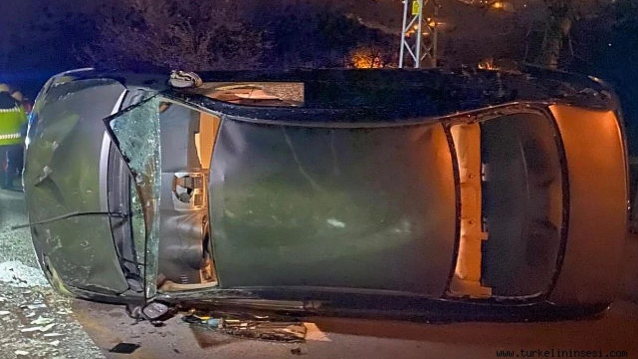 Kontrolden Çıkan Otomobil Alt Yola Savruldu 2 Yaralı (1)