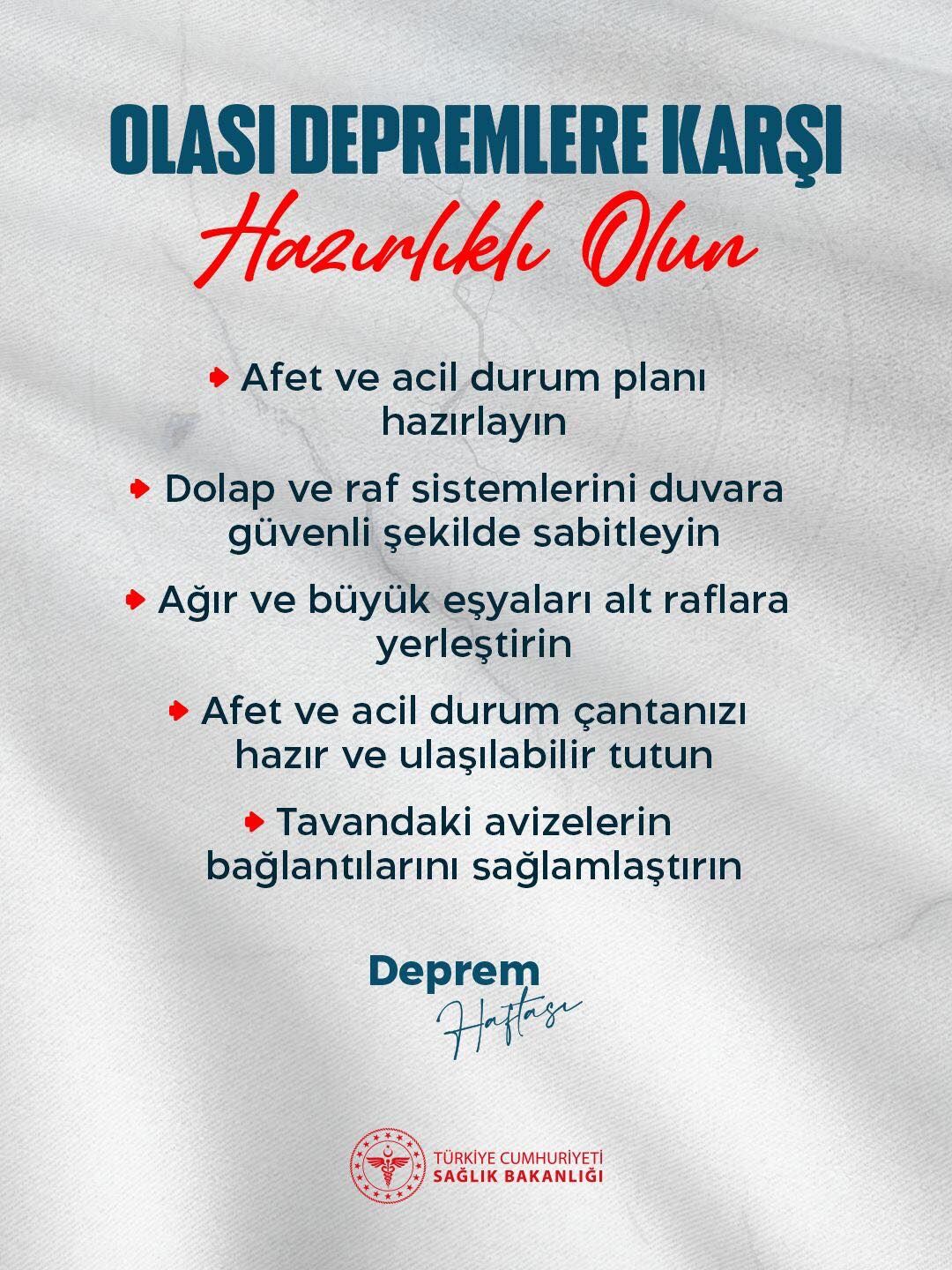 Sağlık Bakanlığı Depreme Karşı Hazırlıklı Olun1