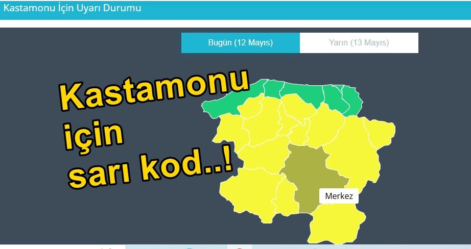 Kastamonu Için Sarı Kod