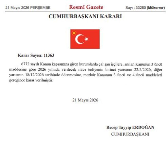 Resmi Gazete’de Yayımlandı Kamu Işçilerinin Ödeme Takvimi Belli Oldu (1)