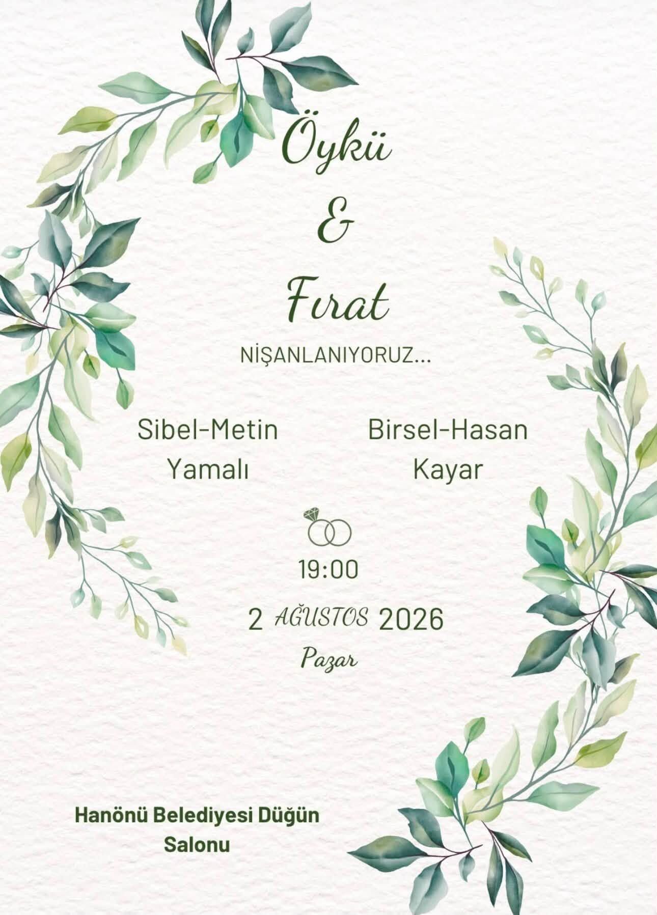 Hanönü Belediye Başkanı Metin Yamalı’dan Kızının Nişanına Açık Davet (1)
