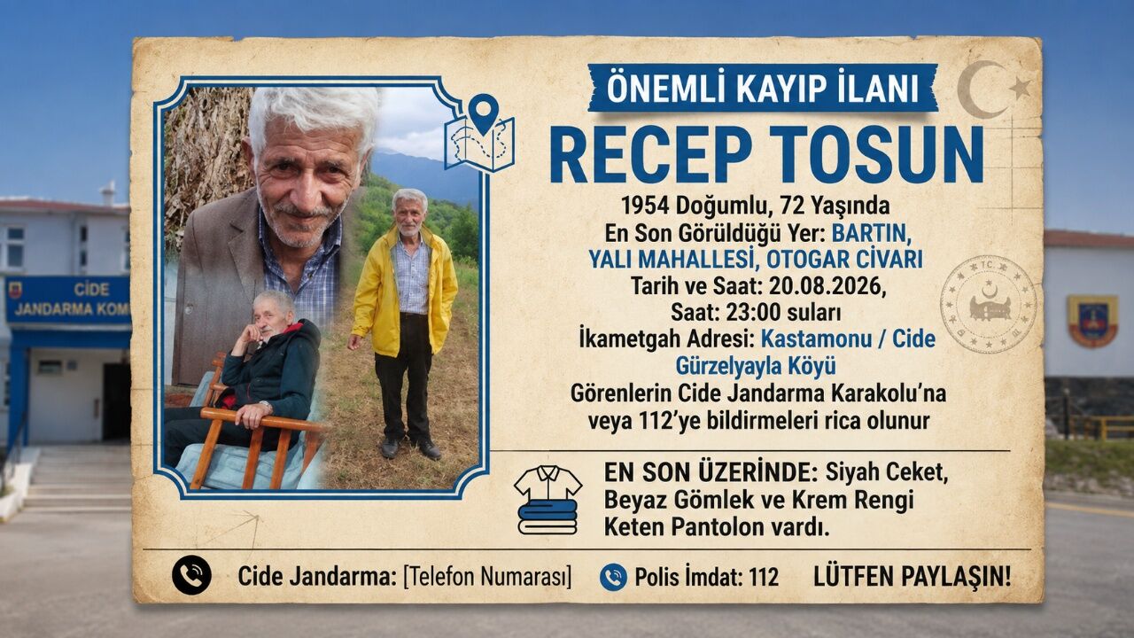 Cide’den Bartın’a Gitmişti! 72 Yaşındaki Recep Tosun 4 Gündür Kayıp 1