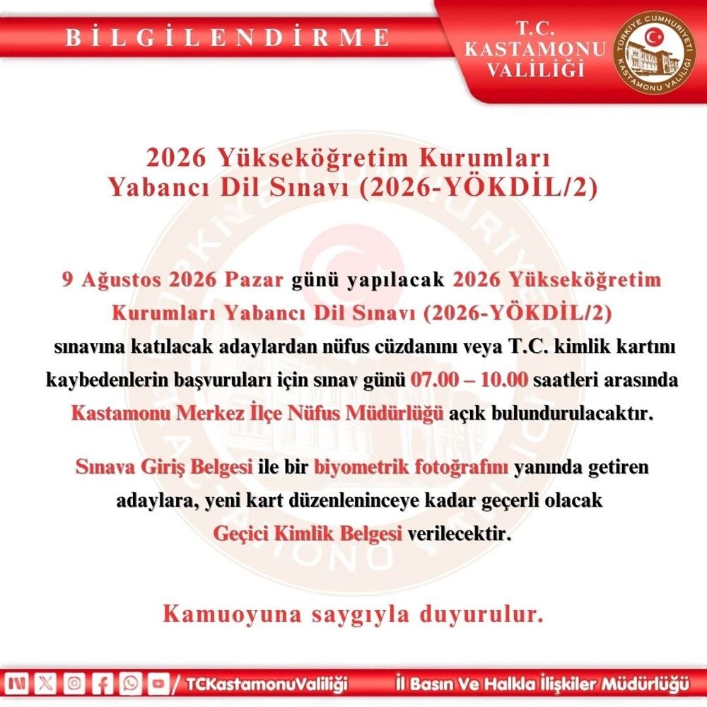 Kastamonu Valilik Duyuru