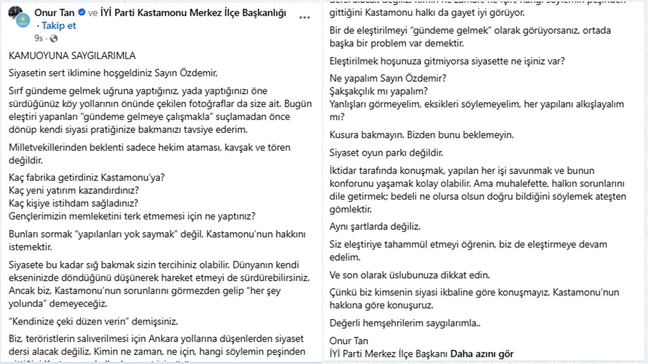Onur Tan Açıklamasıea