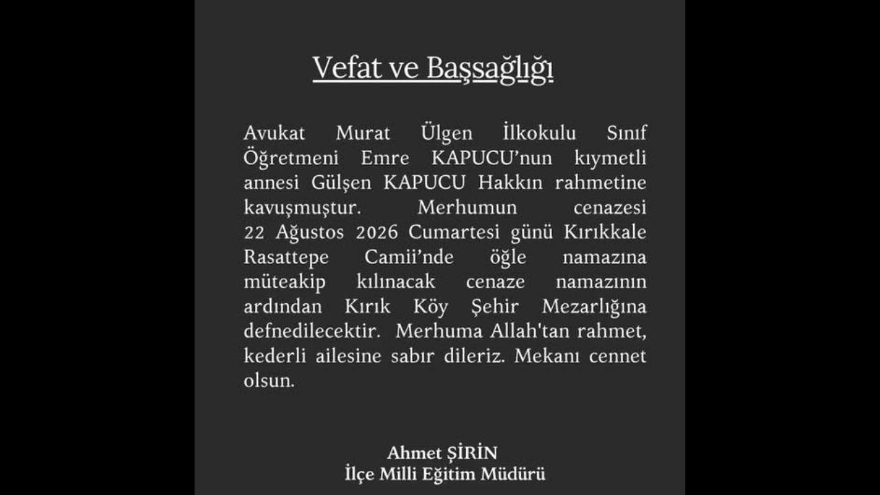 Taşköprü İlçe Milli Eğitim Müdürü Duyurdu Öğretmenin Acı Kaybı