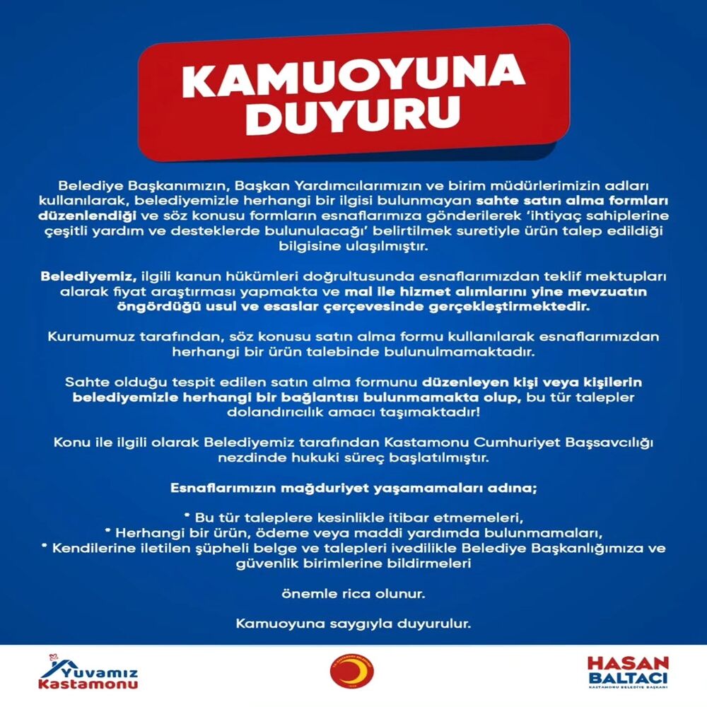 Kastamonu Belediye Dolandırıcılık