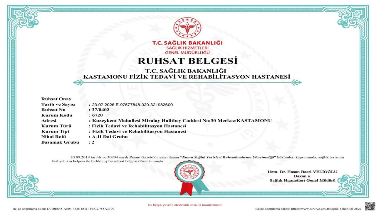 Kastamonu Fizik Tedavi Ve Rehabilitasyon Hastanesi Ruhsat