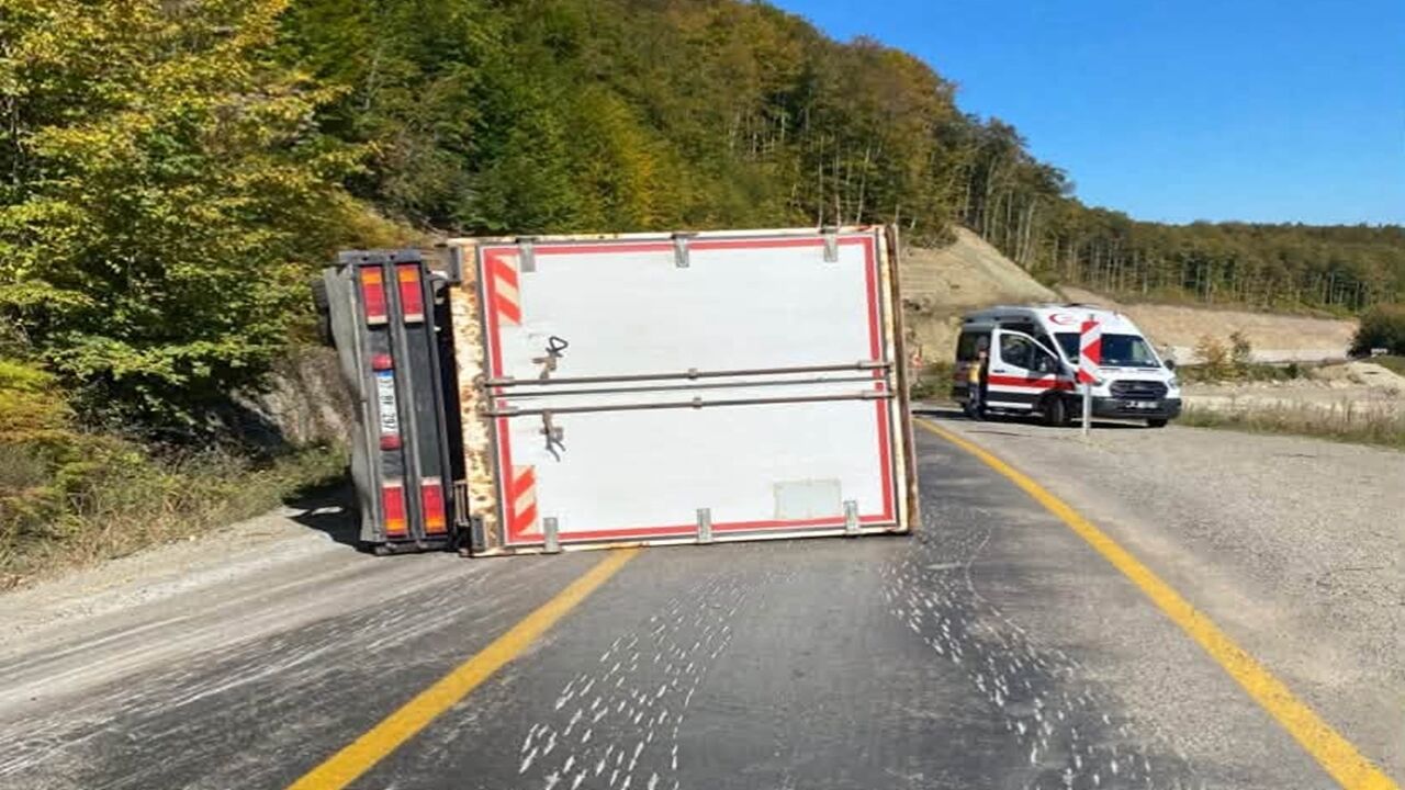 Çatalzeytin Yolu Kamyon Devrildi (1)