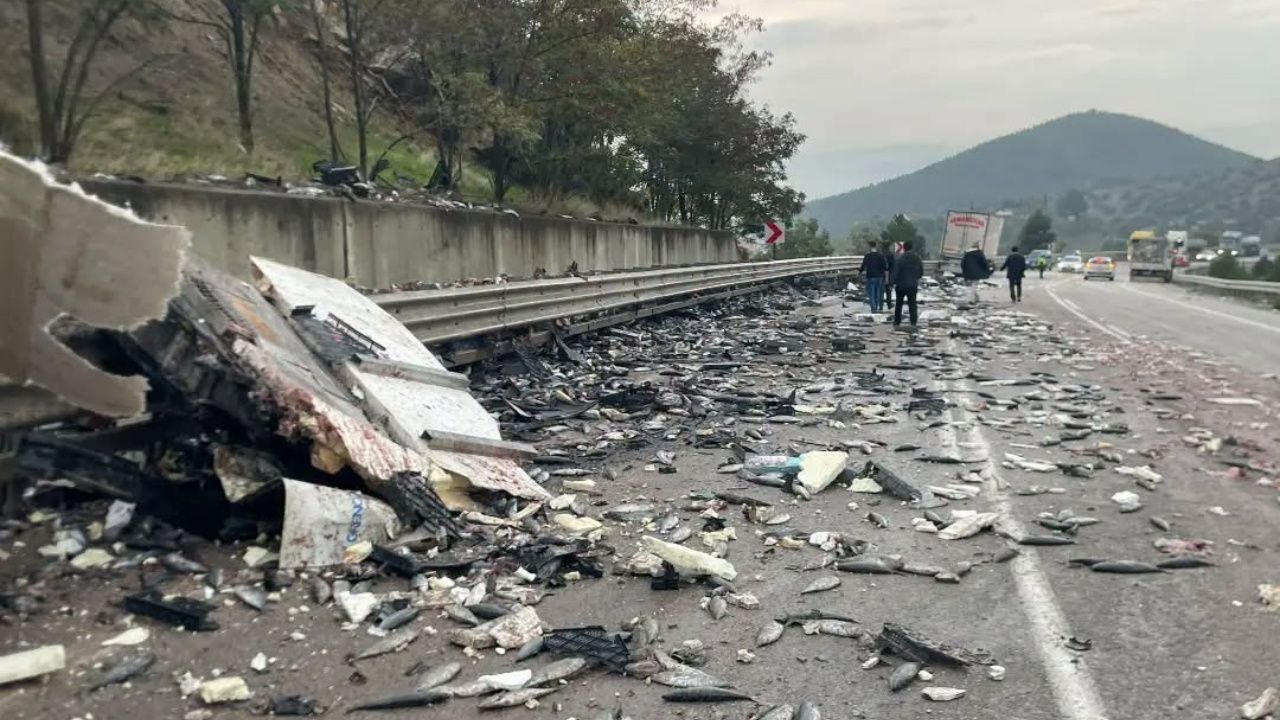 Komşu Ilde Ölümle Biten Kaza Balık Yüklü Tır Devrildi 1