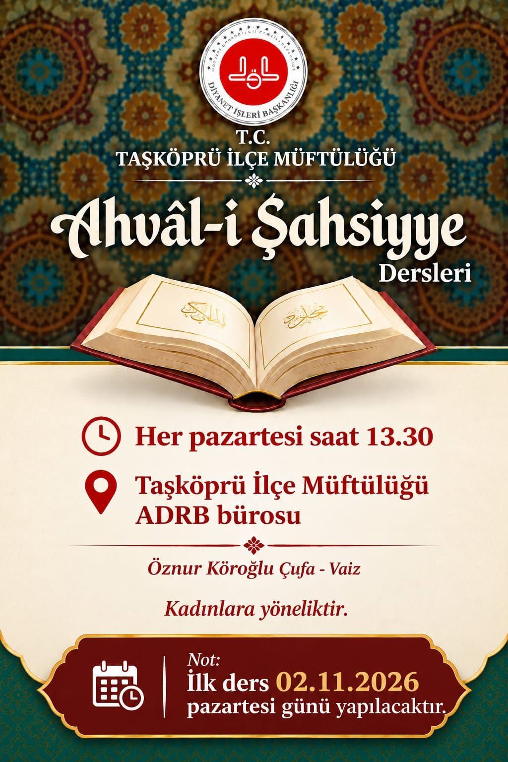 Taşköprü'de Kadınlara Özel Dersler Başlıyor İlk Tarih Belli Oldu (1)